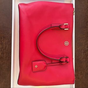 Tory Burch top handle tote with side zipper sections